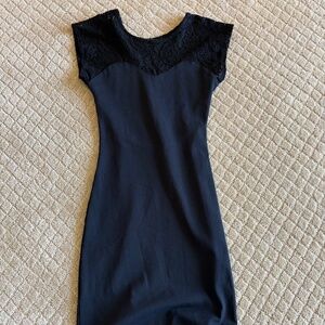 David Lerner Women’s Size XS Black Lace Sweetheart Neck Nylon Bodycon Mini Dress